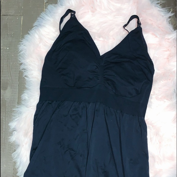 MATERNITY PLUS SIZE Black/Blue Breadtfeeding Dress - Picture 3 of 5